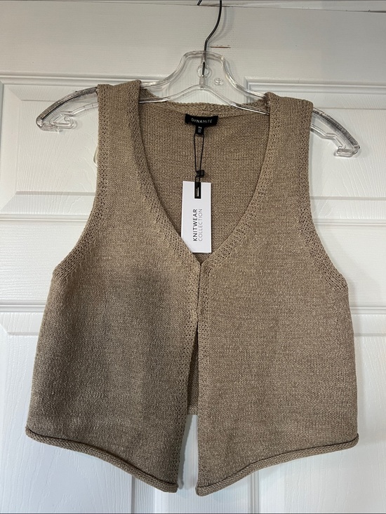 Dynamite Sweaters - Dynamite Beige V-Neck Knit Vest